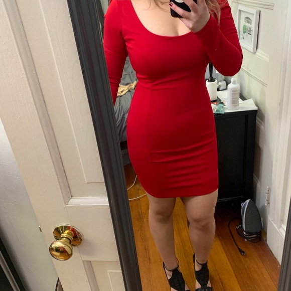 naked wardrobe Dresses & Skirts - Naked Wardrobe Red long sleeve Mini Dress naked wardrobe Dresses & Skirts - Naked Wardrobe Red long sleeve Mini Dress